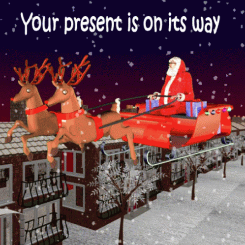 Santas Sleigh Reindeers GIF - Santas Sleigh Reindeers Christmas Present GIFs