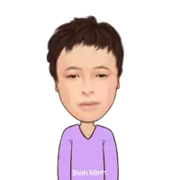 a cartoon of a man with the name binh minh written below him