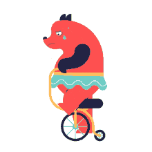circus bear red skirt bike