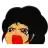 a cartoon of a woman with a red mouth .
