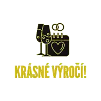a black and gold logo with the words krásne vyroci in gold letters