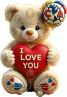 a teddy bear holding a red heart that says " i love you "