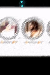 a blurred image of three people in circles