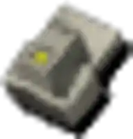 a blurred image of a gray object with a yellow circle on it .