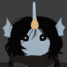 a cartoon character with a spoon on his head