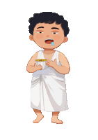 a cartoon of a man holding a bowl of food