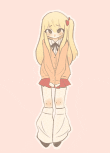 a drawing of a girl with a red bow and the word hi above her