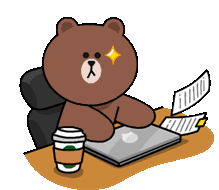 Brown Bear And Cony Coffee Sticker - Brown Bear And Cony Coffee Typing Stickers