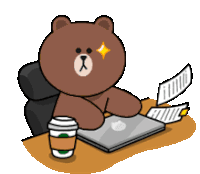 Brown Bear And Cony Coffee Sticker - Brown Bear And Cony Coffee Typing Stickers