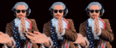 a man in a wig and sunglasses is clapping