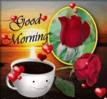 Good Morning Red Roses GIF - Good Morning Red Roses Coffee GIFs