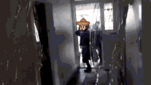 a pixel art drawing of a person wearing a sombrero