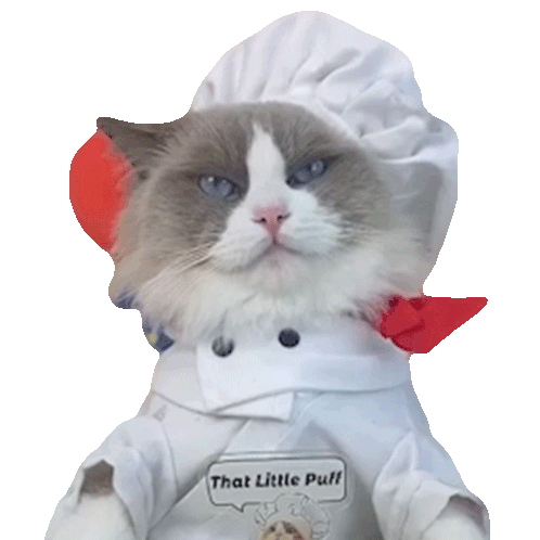Cat Licking Puff Sticker - Cat Licking Puff Meow Chef Stickers