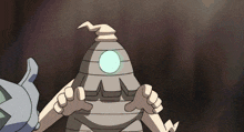 a cartoon drawing of a mummy with a blue light coming out of its eyes