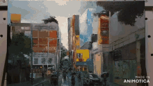 a painting of a city street is made in animatica