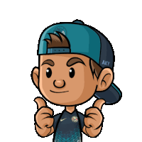 a boy wearing a hat that says aky on it