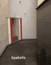 a corner of a room with the words byaliefe on the floor