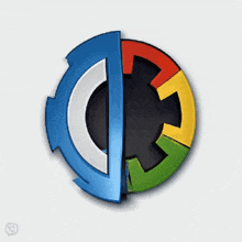 a blue circle with a red yellow green and blue circle inside