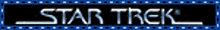 a star trek logo is displayed on a blue background