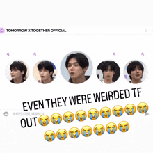 a screenshot of tomorrow x together official shows a group of boys