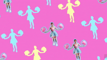 a pattern of cheerleaders with the number 99 on their tops