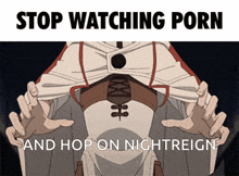 a poster that says stop watching porn and hop on nightreign