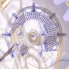 a drawing of a woman in a white dress with a circle around her head