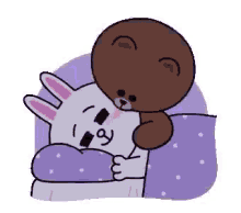 Cony And Bear Brown Goodnight Kiss GIF