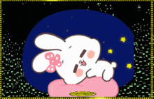 a cartoon of a rabbit with a flower on its nose and the word creamy on the bottom right corner