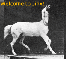 a black and white photo with the words welcome to jinx
