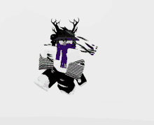 a cartoon character with a purple scarf and antlers
