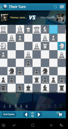 a screen shot of a chess game between thomas james and clint roberts
