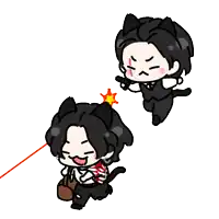 a cartoon drawing of a man with cat ears and a wand