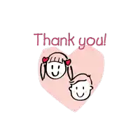 a thank you card with a boy and a girl