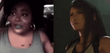 a woman is crying while sitting in a car next to a woman in a video game .