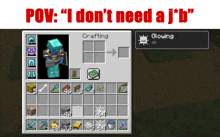 a screenshot of a video game that says " i don t need a j * b "