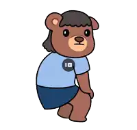 a cartoon of a teddy bear wearing a blue shirt with a youtube logo on it