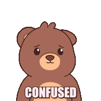 a brown teddy bear with the word confused written on it