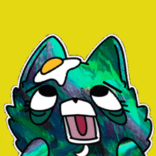 a cartoon cat with an egg on its head