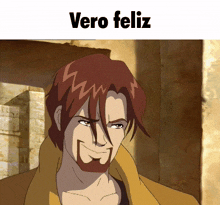 a cartoon of a man with a beard and the words vero feliz below him