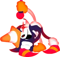 a cartoon character with a cone on its head