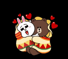 Brown And Cony Cuddle GIF - Brown Cony Line GIFs