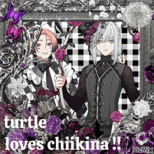 a picture of two anime characters with the words curtle loves chiikina on the bottom