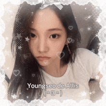 a picture of youngseo de allis with hearts and stars