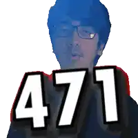 a pixelated image of a man with glasses and the number 471 on his chest