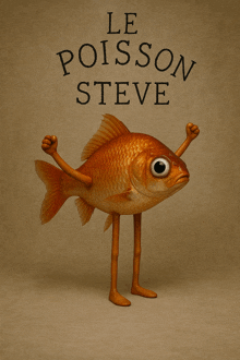 a picture of a fish with arms and legs and the words le poisson steve above it