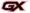 a blurry picture of a red gx logo on a white background .