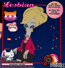 a picture of a cartoon character says lesbian pride