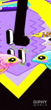 a giphy world animated gif of a purple and yellow background