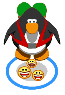 emoji jet pack fly club penguin retro
